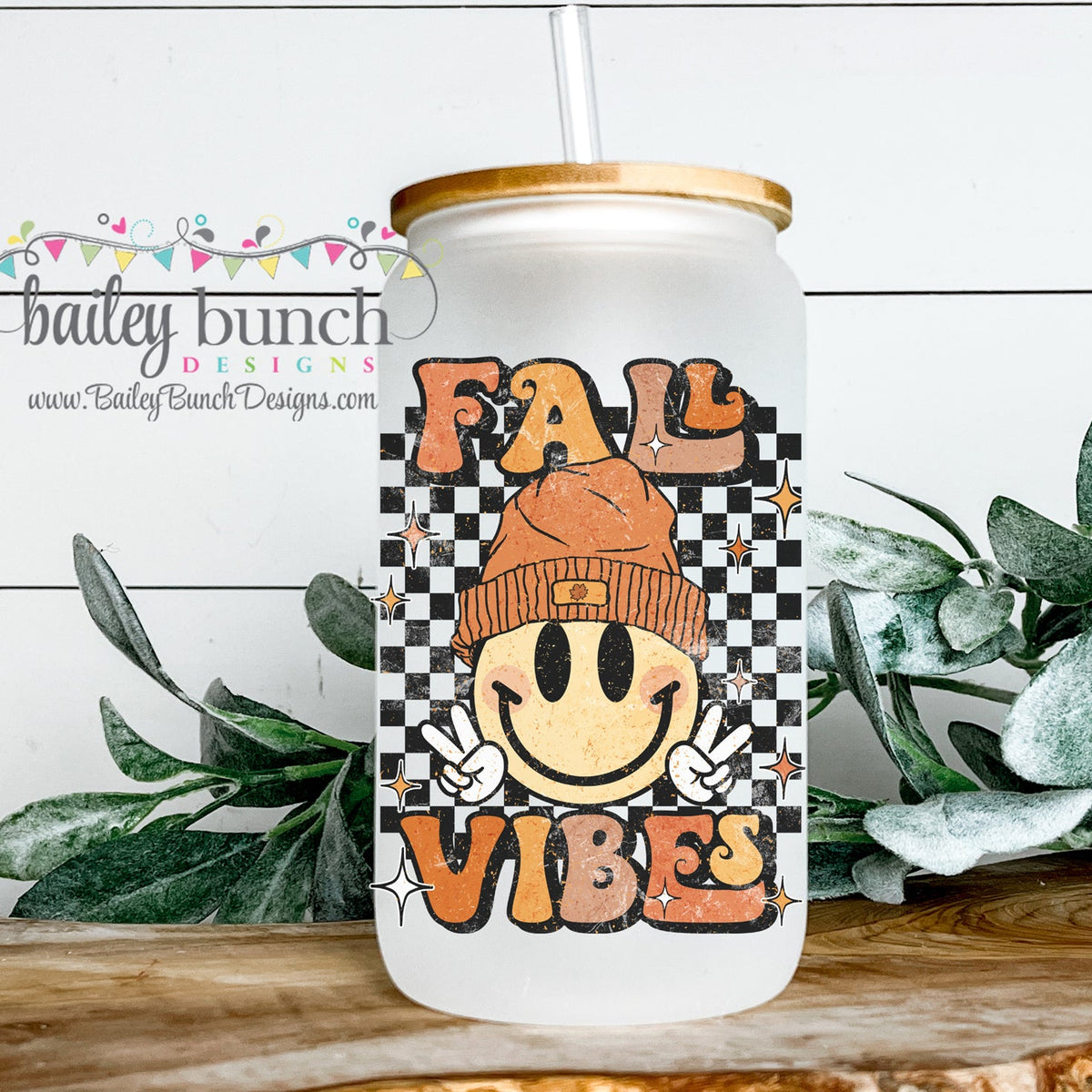 16oz Good Vibes Glass Coffee Can, Iced Coffee Glass, Smiley Libbey