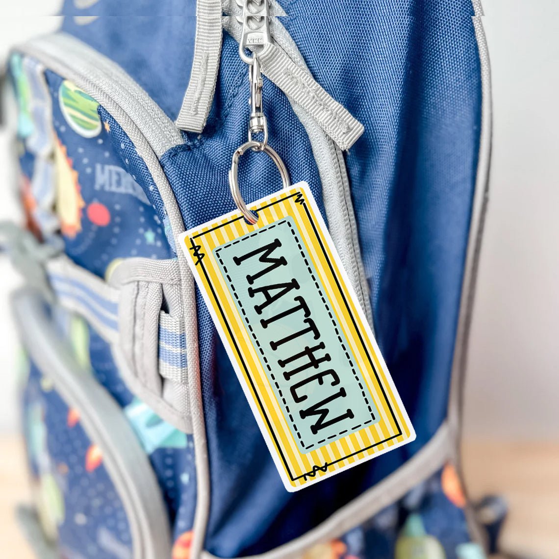 School Backpack Name Plate Tags TAGBLUEY0520 Bailey Bunch Designs