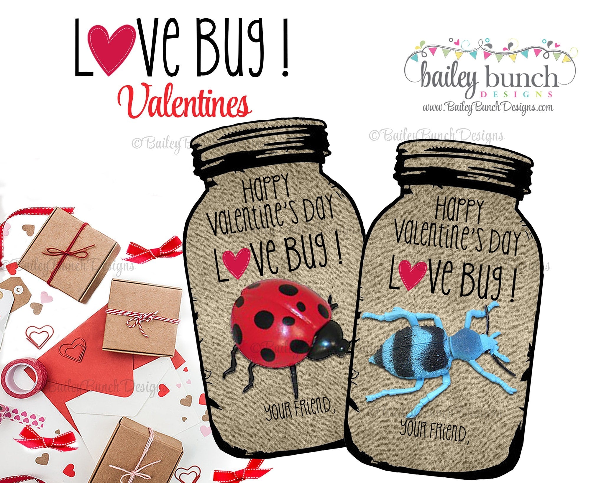 Love Bug Printable Valentine's Day Tags - Everyday Party Magazine