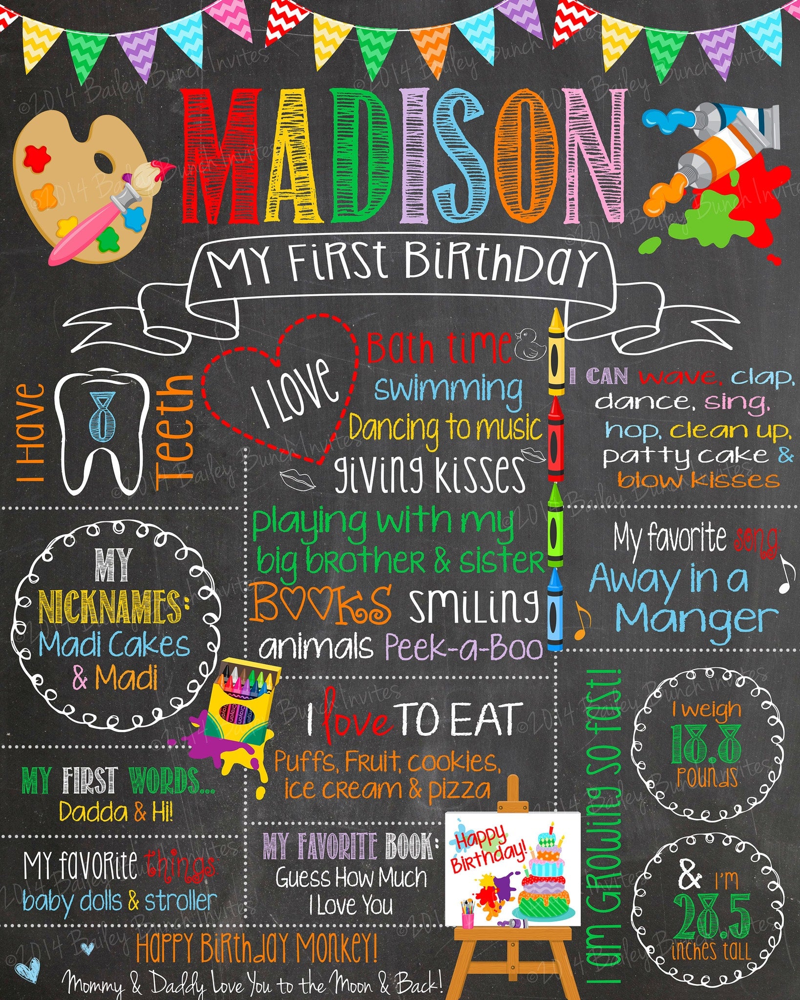 Rainbow Spots Milestone Birthday Poster Printable First 